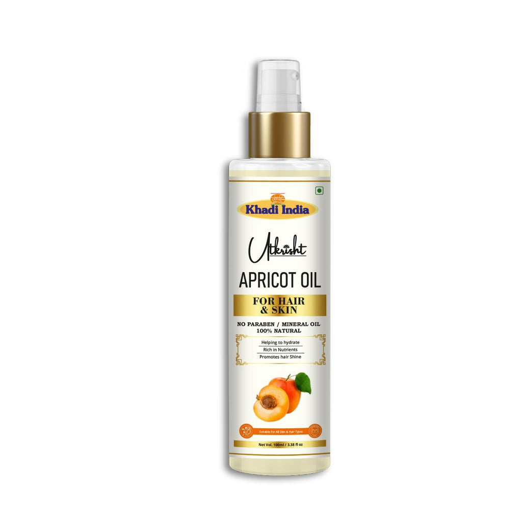 Utkrisht Khadi Apricot Hair & Skin Care Oil – 100% Pure & Natural Nourishing Oil for Soft Skin & Strong Hair - 100ml