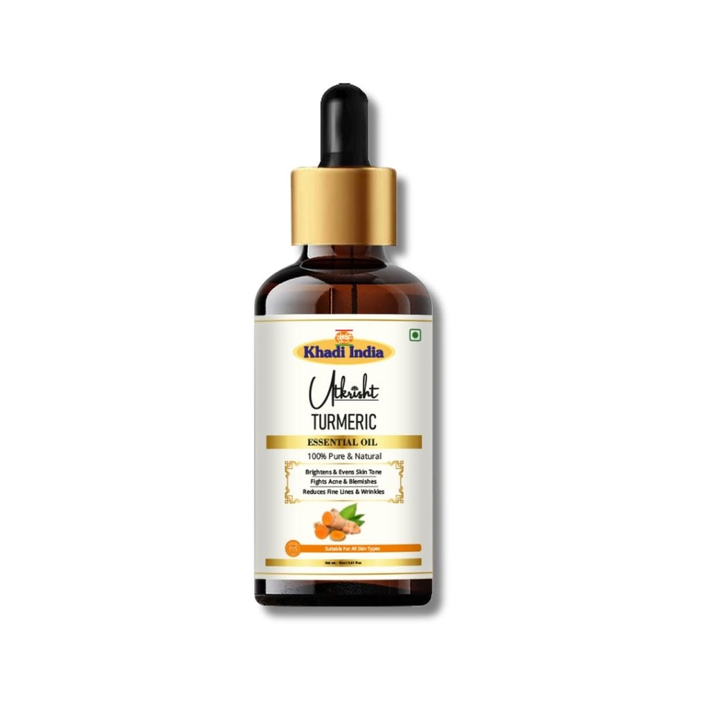 Utkrisht Khadi Turmeric Essential Oil – 100% Pure & Natural | Anti-Inflammatory & Skin Nourishing Aromatherapy Oil - 15ml