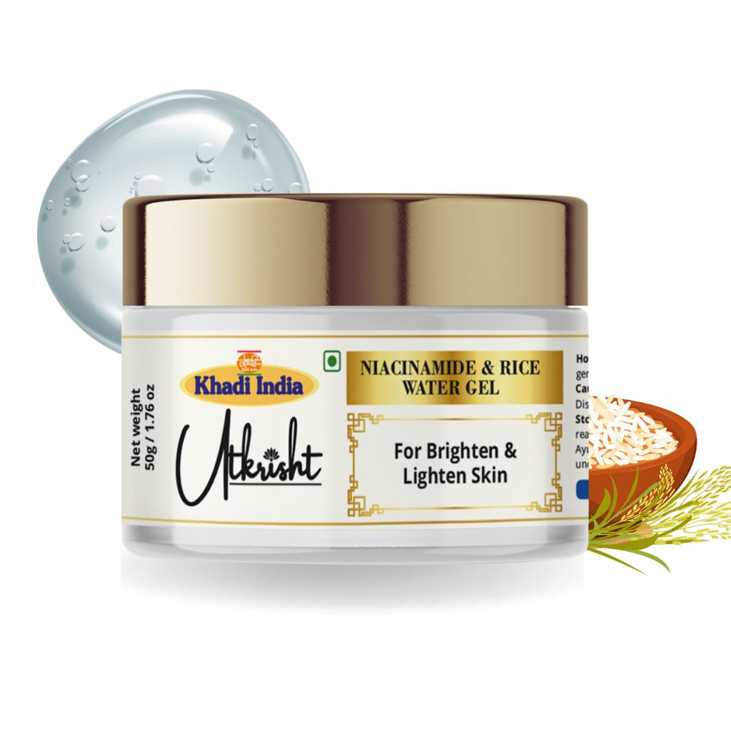 Utkrisht Khadi Niacinamide & Rice Water Gel – Brightening & Hydrating Gel for Even Skin Tone - 50gm